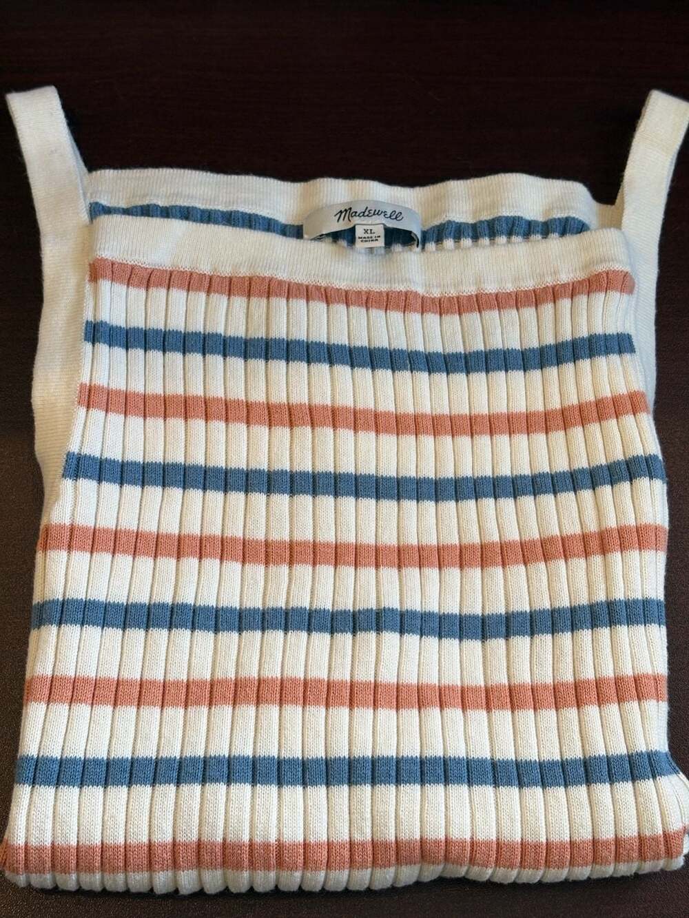 Madewell Tank Top Size XL Striped Knit Sleeveless Sweater Retro 70’s